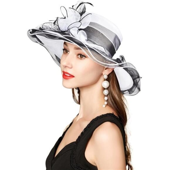 2025 Kentucky Derby Hat for Women Ladies, Organza Veil Feather Fascinator for - Picture 5 of 6